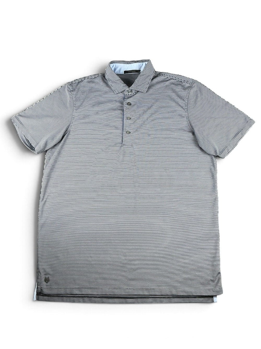 Greyson Mens Saranac Golf Polo Large Striped Performance Stretch Wolf Blue
